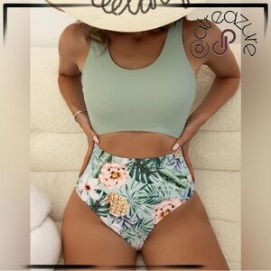 🆕 Tropical Print Cut Out One Piece